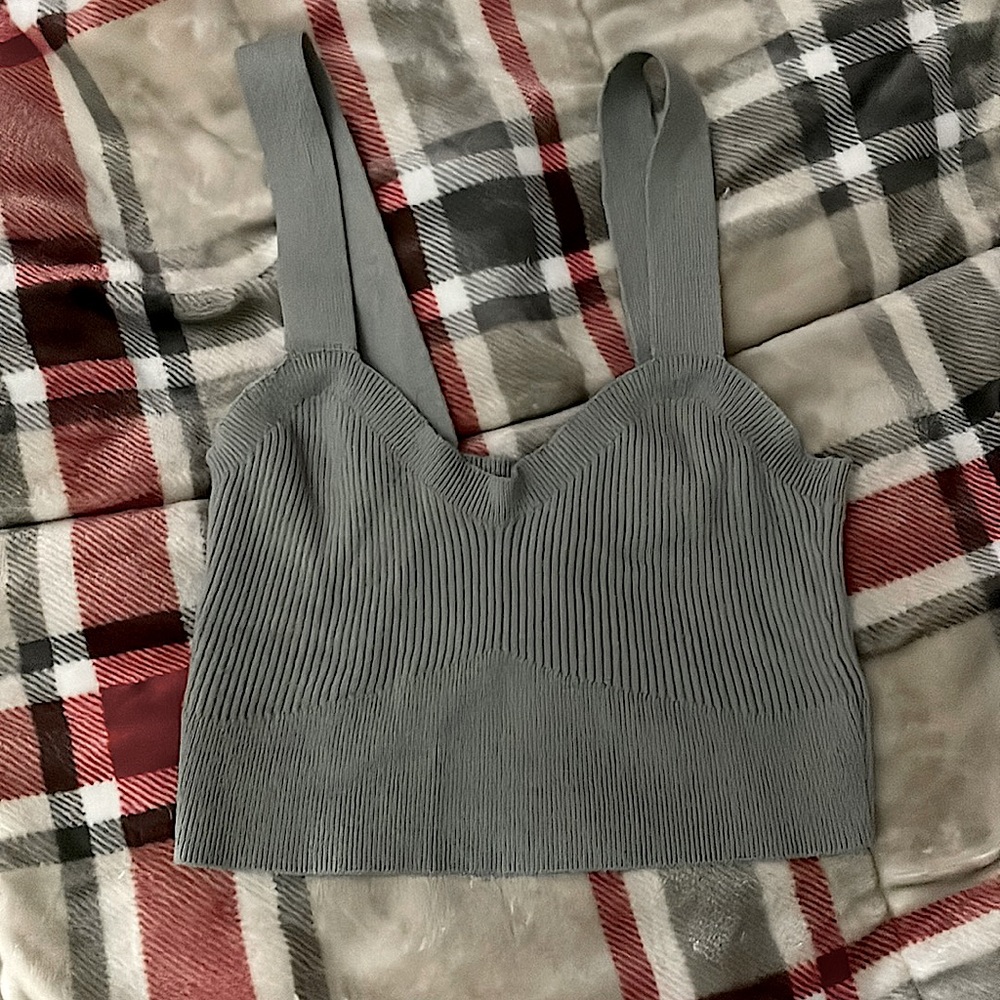 Teal blue sleepwear crop top (ribbed) tanked